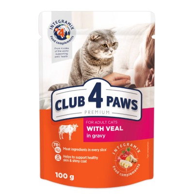 Club 4 Paws Premium Hrana umeda pisici, cu Vita in sos set 24x100g foto