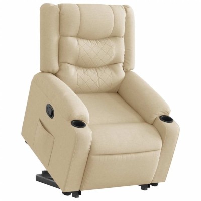 vidaXL Fotoliu rabatabil cu ridicare pe verticală, crem, textil 3310266 foto