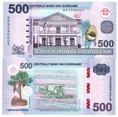 Suriname 500 Dollar Dolari 2024 P-166b UNC foto