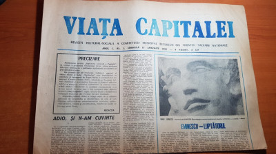 ziarul viata capitalei 13 ianuarie 1990-anul 1,nr.1-art. despre mihai eminescu foto