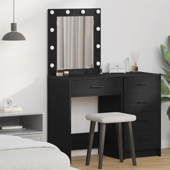 vidaXL Birou de Toaletă Stejar negru 50 x 41 x 135 cm Lemn compozit