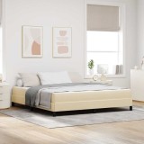 VidaXL Pat cu arcuri cu saltea Crem 180 x 200 cm țesătură 3398512