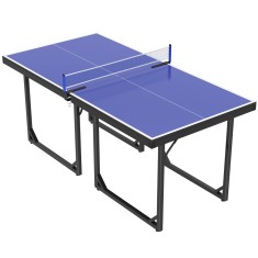 Masa de Ping Pong Pliabila, Multifuncitonala, cu Plasa din Otel si MDF, 182x91x76cm - Albastru HOMCOM | Aosom Romania
