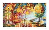 Cumpara ieftin Tablou GIGANT cu indragostiti pictat manual living, dormitor, Impreuna pentru totdeauna, 120x70cm ulei pe panza in cutit efect 3D