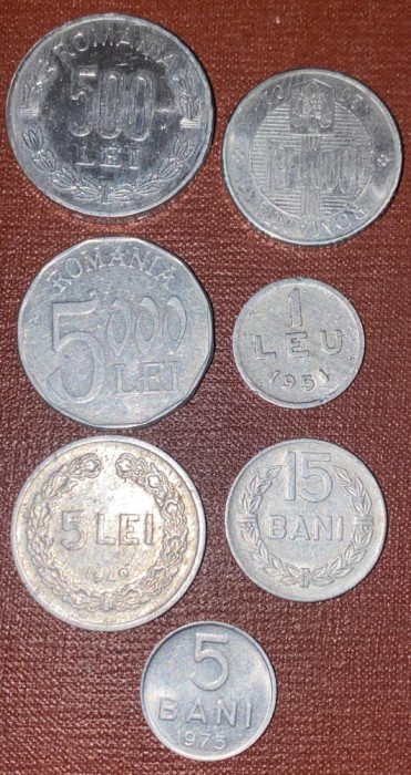 ROMANIA LOT MONEDE ALUMINIU X 7 PIESE,1949-2003/ (37 d*)/MONEDELE DIN POZE,PRET