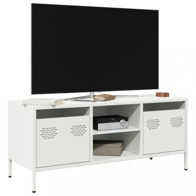 vidaXL Dulap TV, alb, 101,5x39x43,5 cm, oțel laminat la rece foto