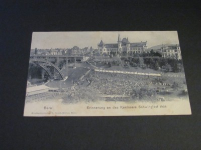 Carte Poștală Vintage Elveția - Bern &amp;bdquo;Festivalul Cantonal de Lupte&amp;rdquo; Vedere Panoramică(cel mai probabil din perioada 1900&amp;ndash;1940) foto