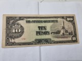 bancnota filipine 10 p 1943 ocup jap cu stampila