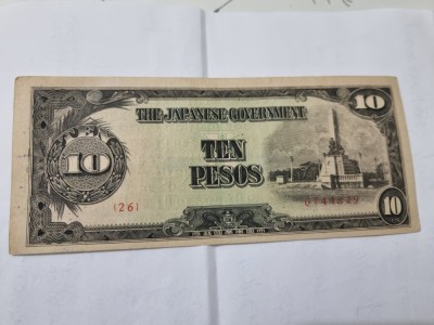 bancnota filipine 10 p 1943 ocup jap cu stampila foto