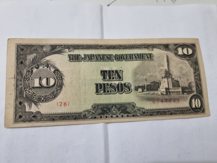 bancnota filipine 10 p 1943 ocup jap cu stampila