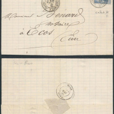 France 1886 Postal History Rare Cover + Content Bacqueville Ecos D.1030