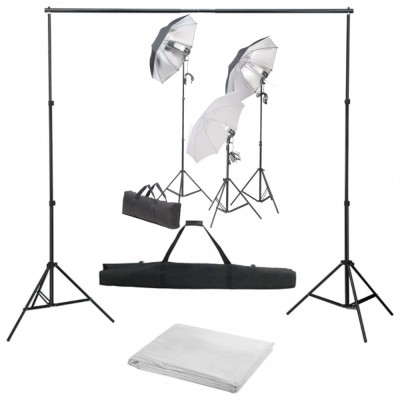 vidaXL Kit studio foto cu set de lumini și fundal 3055122 foto