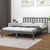 VidaXL Cadru de pat, gri, 200x200 cm, lemn masiv de pin
