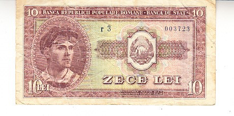 M 1 - Bancnota Romania - 10 lei - emisiune 1952