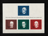 Germania, 1968 | Comemorare 1 an de la moartea lui Konrad Adenauer | MNH | aph, Oameni, Nestampilat