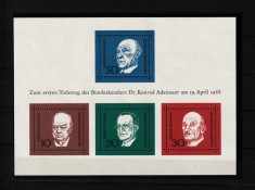 Germania, 1968 | Comemorare 1 an de la moartea lui Konrad Adenauer | MNH | aph foto