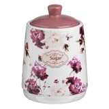 Recipient Ceramic, Model Flori, Capacitate 300ml, Alb-Mov, Oem