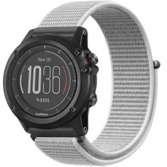 Curea ceas Smartwatch Garmin Fenix 5, 22 mm iUni Soft Nylon Sport, White Gray foto