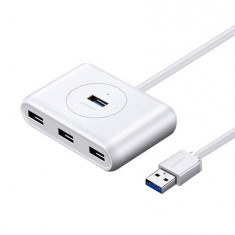 USB 3.0 UGREEN CR113 hub, 4 în 1, 0,5 m (alb)