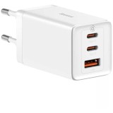 Incarcator, Baseus, 2xUSB-C + USB, 65W, alb