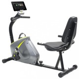 Bicicleta Fitness Orizontala Magnetica vidaXL, Puls, 8 Niveluri Rezistenta, LCD, Scaun Ajustabil, Gri/Galben, Max 100kg