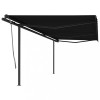 Copertină retractabilă automat, cu st&acirc;lpi, antracit, 6x3 m