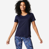 Tricou Fitness 120 Bleumarin Damă, Domyos