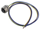 Conector 7/8 soclu mamă 3 pini IP67 drept cu cablu 0,5m LUTRONIC