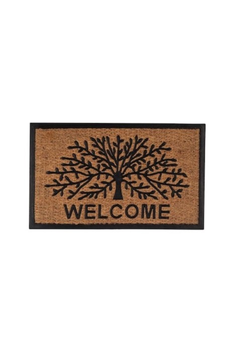 Covoraș de intrare pentru ușa de la intrare, design din lemn, cauciuc, fibră de cocos, 75x45cm, maro/negru