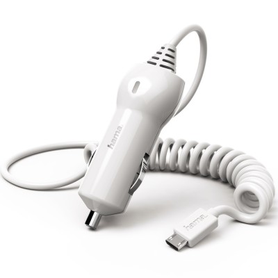 Incarcator auto Hama, Micro-USB, 2,4 A, Alb foto
