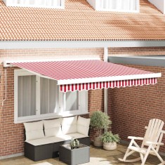 Marchiză Manuală Retractabilă Roșie și Albă cu Dungi 350x250 cm foto
