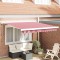 Marchiză Manuală Retractabilă Roșie și Albă cu Dungi 350x250 cm