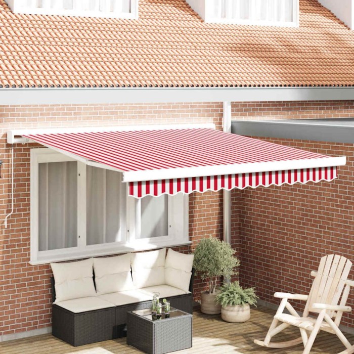 vidaXL Cortina Retractabilă Roșu și alb 350 x 250 cm