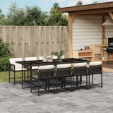 Cumpara ieftin Gossi set mobilier de gradina cu perne, 9 piese, negru, poliratan