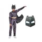 Cumpara ieftin Set costum carnaval cu muschi si masca Batman, PVC cu LED-uri pentru copii DEPOX&reg;, 5-7 ani, gri