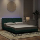 vidaXL Cadru de pat cu LED fără saltea, verde &icirc;nchis, 160x200 cm, catifea 3213864