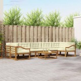 vidaXL Set de canapele de exterior cu pernă 8 pcs Natural și Crem 3367348