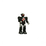 Robot de jucarie negru care merge, are lumina, sunet, mers motorizat, 20x10x38 cm
