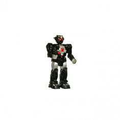 Robot de jucarie negru care merge, are lumina, sunet, mers motorizat, 20x10x38 cm