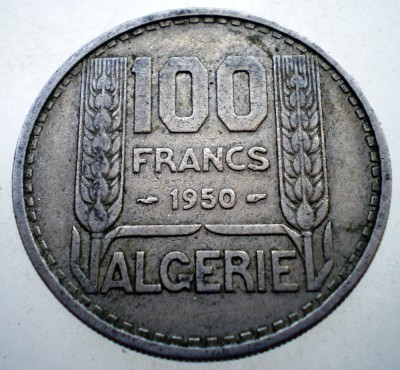 7.346 ALGERIA OCUPATIE FRANCEZA 100 FRANCS FRANCI 1950 foto