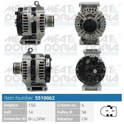 MEAT &amp;amp; DORIA 5510062 Generator / Alternator foto