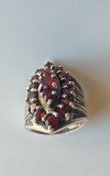 Inel Vintage Masiv Argint 925 cu Granate Naturale și Marcasite - 15.76g