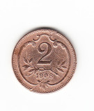 Moneda Austro-Ungaria 2 heller 1908, stare relativ buna, curata, Europa, Bronz