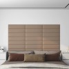 Panouri perete 12 buc. cappuccino 60x15 cm piele eco 1,08 m&sup2;