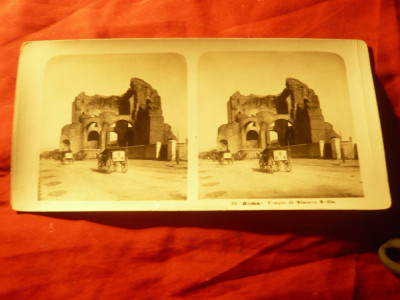 Fotografie stereoscopica 1903 - Templul Minervei la Roma nerestaurat foto