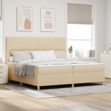 Cumpara ieftin Pat cu arcuri cu headboard Crem 200 x 200 cm tesatura