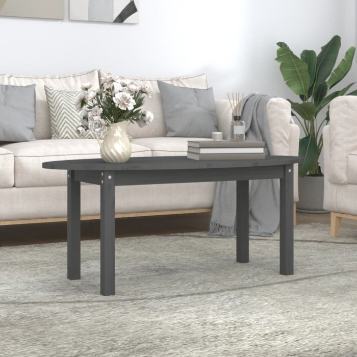 vidaXL Măsuță de cafea, gri, 110x55x45 cm, lemn masiv de pin 822344