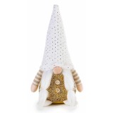Figurina Craciunita textil alb auriu cm 15x14x33 H