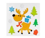 Decoratiune Geam Craciun, Autocolant Gel Ren Maro Jumbo, Fulgi de Zapada, Brad, Cadouri, Tema Ren