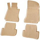 Set de 4 covorase bej cauciuc 3D stil tavita premium pentru Mercedes C-Class W204, S204 2007-2014, Recambo
